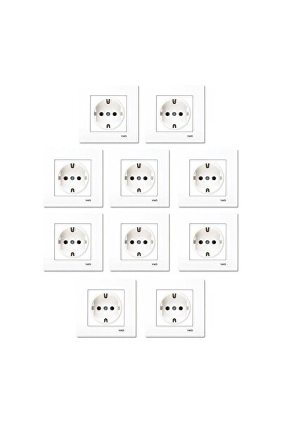 VİKO Viko Karre Beyaz Topraklı Priz 10 Adet Çerçeveli Ürün
