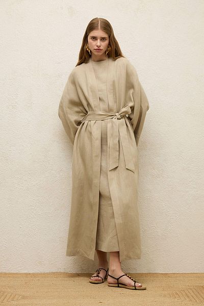 Manuka Lange Kumono-Jacke aus Leinen