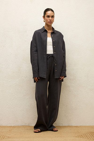 Manuka Anthracite Linen Trousers - Comfortable and Pocketed