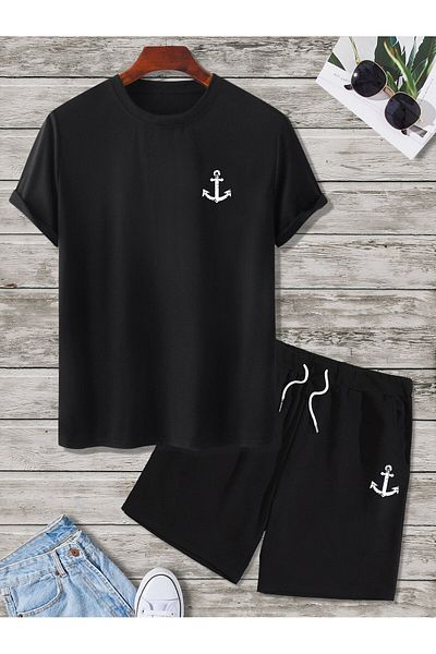 DAXİS Sportwear Company Printed Crew Neck Oversize T-shirt & Shorts Top and Bottom Set