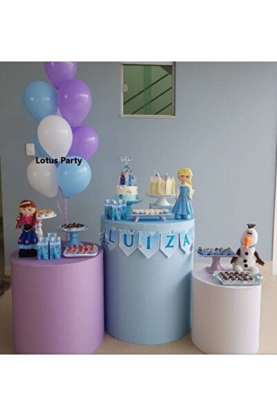 LOTUS PARTY 10 Adet - Elsa Konsepti Lila - Mavi - Beyaz Balon Seti
