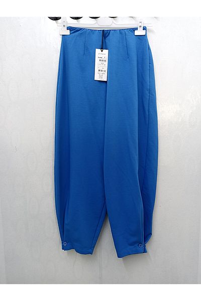 Puane Pantaloni de damă din bumbac pieptănat cu nasturi 18175