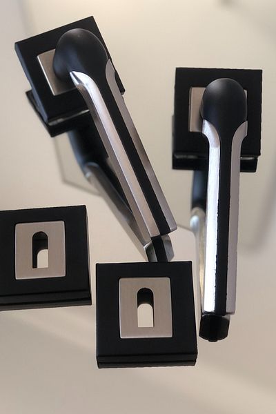 Sofuoğlu Volga Stainless Steel Matte Black-Satin Color Square Rosette Room Door Handle (1 Set)