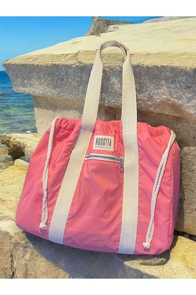 nuggita handmade crafts Nuggita Pink Drawstring Large Shoulder Bag