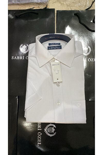 sabriözel triko Sabri Ozel - Πουκάμισο μονόχρωμο εξαιρετικά καλής ποιότητας και πλήρες βαμβάκι, κοντό μανίκι