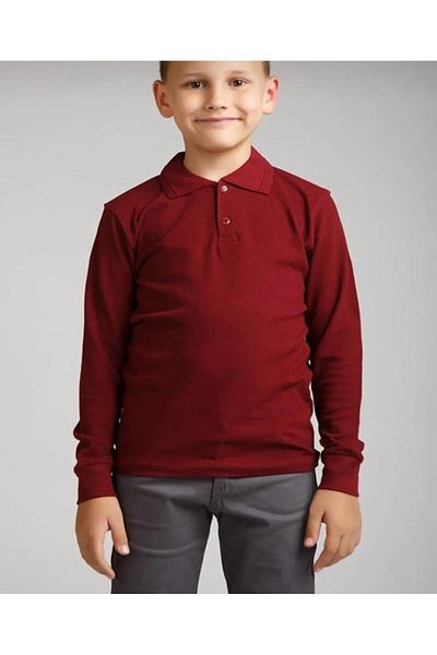 Ümiteks world of clothes Tricou școlar cu mânecă lungă cu gât polo - 100% bumbac
