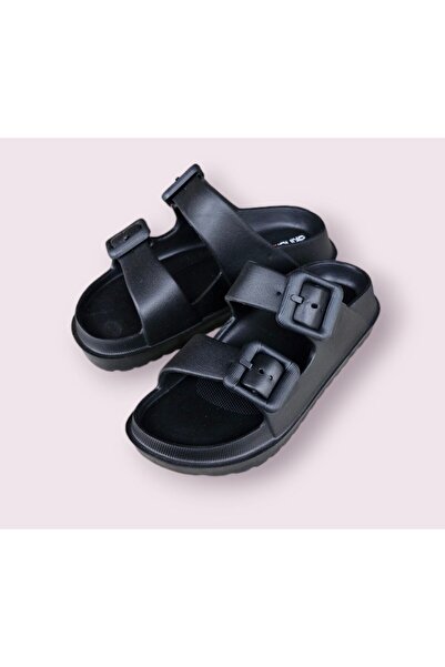 AkınalBella Papuci unisex negri cu talpă moale și cataramă