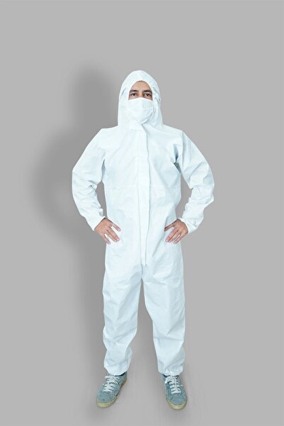 Genel Markalar M Beden Sıvı Geçirmez Tam Laminasyon Koruyucu Beyaz Tulum 57 gr