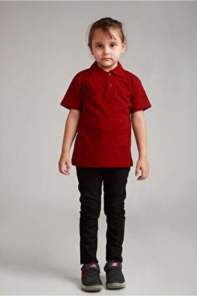 Ümiteks world of clothes Tricou de școală cu gât polo roșu Claret - mânecă scurtă