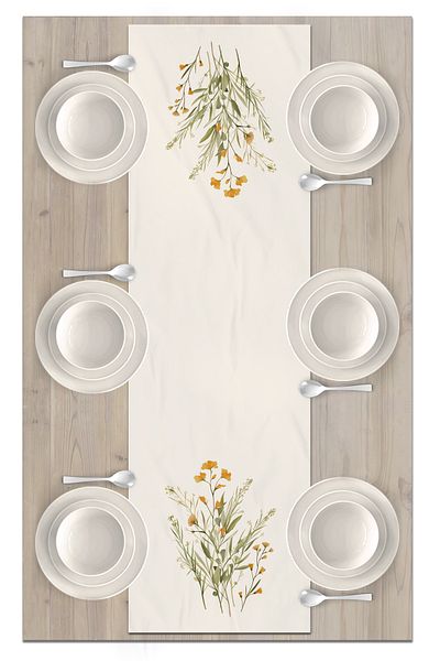 Bertille Home Σειρά λουλουδιών 140x40 cm Digital Printed Runner