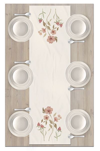 Bertille Home Flower Series 140x40 Cm Digital Printed Runner