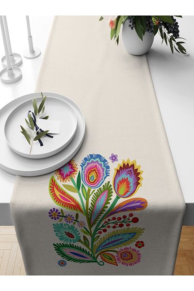 Bertille Home Σειρά λουλουδιών 140x40 cm Digital Printed Runner