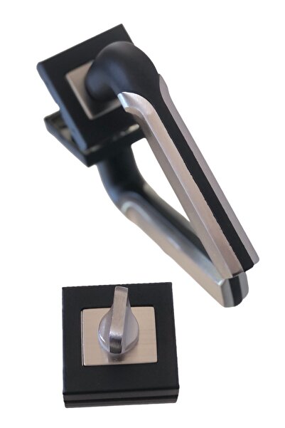 Sofuoğlu VOLGA Paslanmaz Çelik Mat Siyah-Saten Renk Kare Rozetli WC Kapı Kolu...