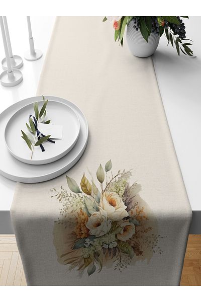 Bertille Home Flower Series 140x40 Cm Digital Printed Runner