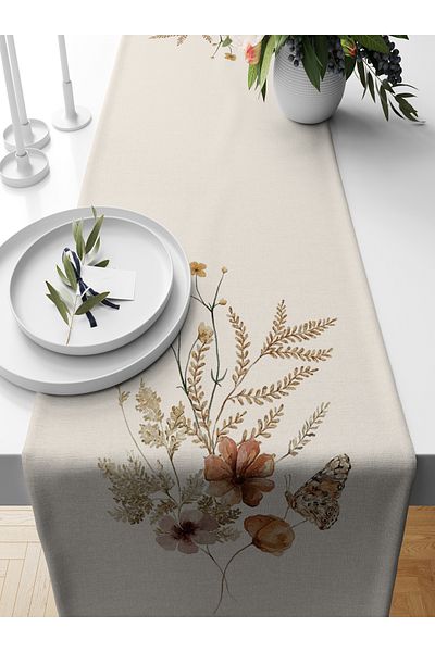 Bertille Home Flower Series 140x40 Cm Digital Printed Runner