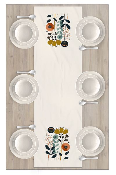 Bertille Home Flower Series 140x40 Cm Digital Printed Runner