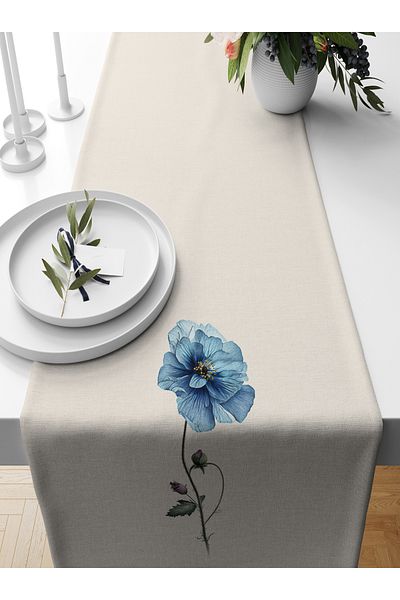 Bertille Home Flower Series 140x40 Cm Digital Printed Runner