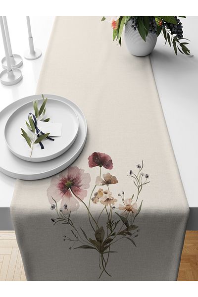 Bertille Home Flower Series 140x40 Cm Digital Printed Runner