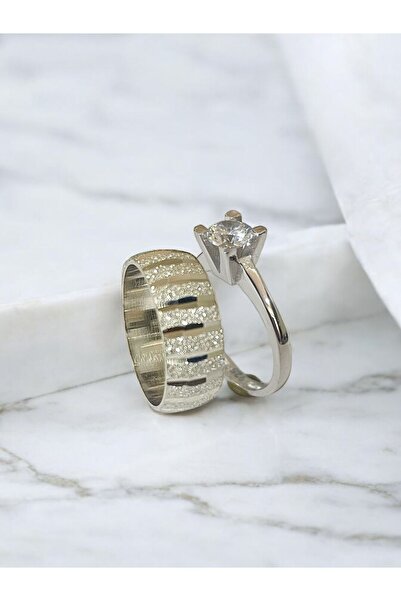 Alyans Gümüş Evi 8 Mm Tektaş Hediyeli Alyans