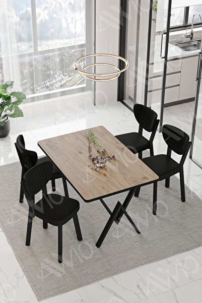 AVVİO Vanensi  ELMA Sandalye 80x120 Yemek Masası Mutfak Masası 4 Kişilik Masa...
