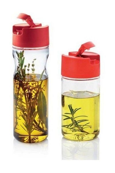 Tupperware Duru Oil Pot Set of 2 1 LtAnd 600 mlRed