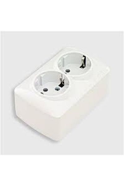 ELBİ Surface Mounted Grounded Double Socket [20 Pieces]