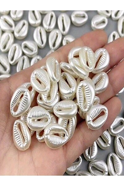 312 KONSEPT 50 Adet Incili Sedefli Plastik Tazı Boncuğu Deniz Kabuğu Boncuk