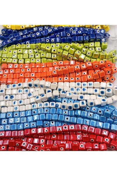 312 KONSEPT Renkli Seramik Küp Boncuk 1 Dizi Karışık Renklerde Dizide 15 Adet