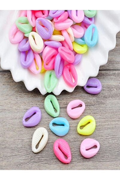 312 KONSEPT Akrilik Renkli Plastik Deniz Kabuğu Tazı Boncuğu 50 Adet