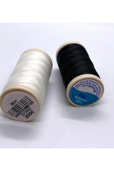 312 KONSEPT NYLBOND BEADS EMBROIDERY STRING 2 SPOOLS BLACK AND WHITE EACH 60 METERS