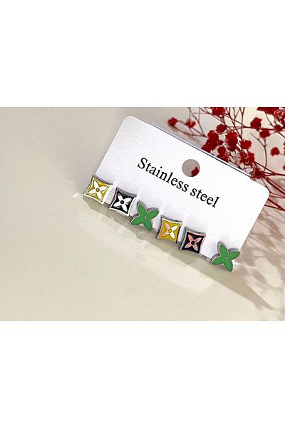 312 KONSEPT 316L UNTARNED STEEL 6-PIECE EARRINGS