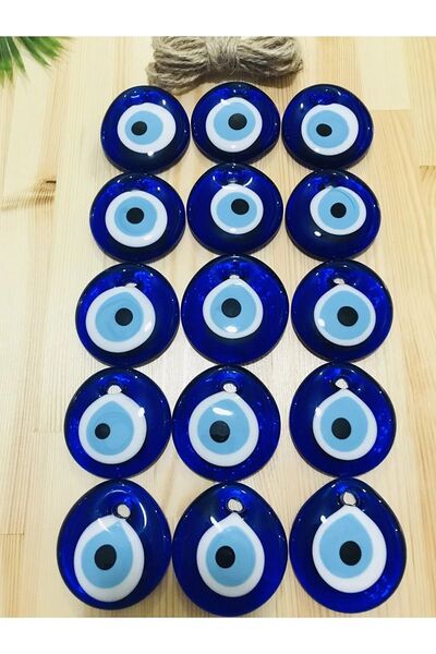 312 KONSEPT 15 bucăți de mărgele de sticlă cu ochi rău de 5,5 cm și frânghie ...