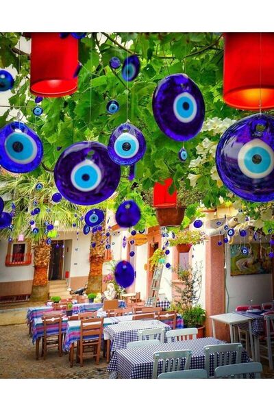 312 KONSEPT 50 bucăți de mărgele de sticlă cu ochi rău de 5 cm, 15 metri de f...