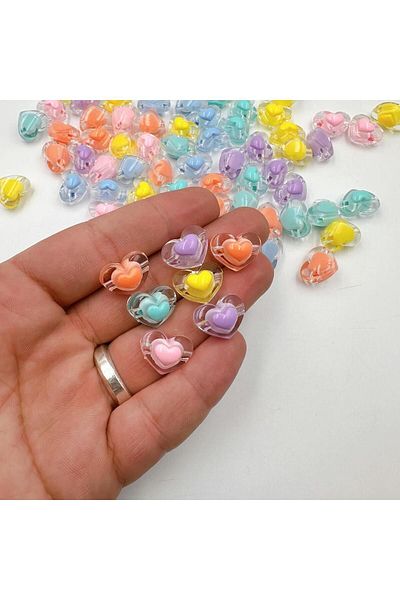 312 KONSEPT 20 Transparent Colored Heart Shaped Acrylic Beads