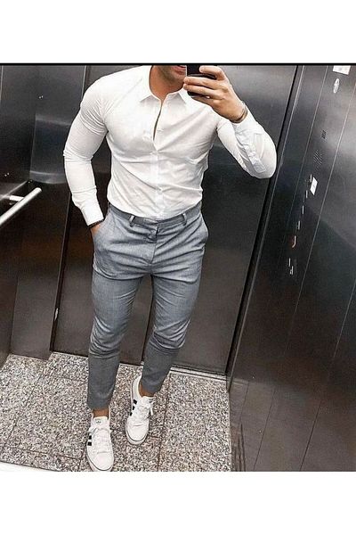 DN2S Men's Slim Fit Dacron Ironing Long Sleeve Premium Poplin Shirt