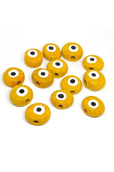 312 KONSEPT 10 قطع من خرز عين الشر الزجاجي باللون الأصفر مقاس 2.5 سم كبير