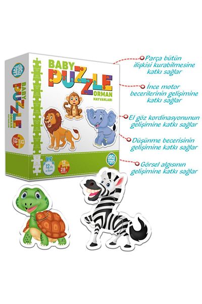 Circle Toys Özlem Toys Baby Puzzle Forest Animals Perception Coordination Skill 12 Animals 28 Pieces