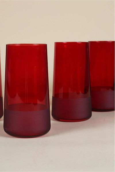 Paşabahçe 6-Piece Matte Red Soft Drink Cup 520cc
