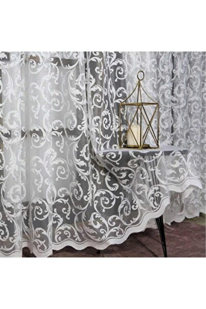 Taç Şal Desenli Tül Perde Sık(1/3 Kanun) Pile
