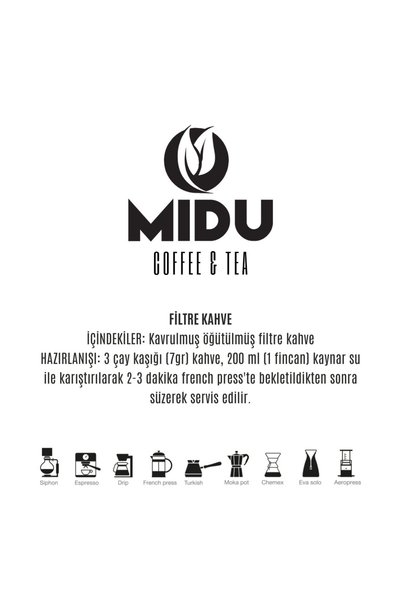 MİDU COFFEE & TEA 500 Gr Classic Filter Coffee