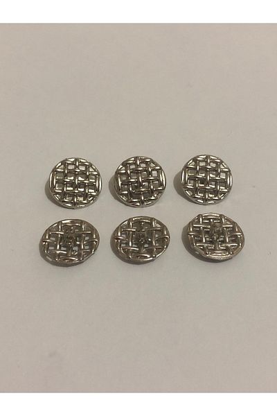 aensia Silver Silver Mesh Straw Button Small Size Button 24 Size Button Metalized Plastic Button - Pack of 6