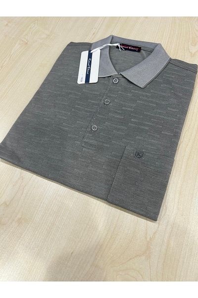 KEMAL EKİNCİ Men's Polo Collar Pocket Patterned T-Shirt