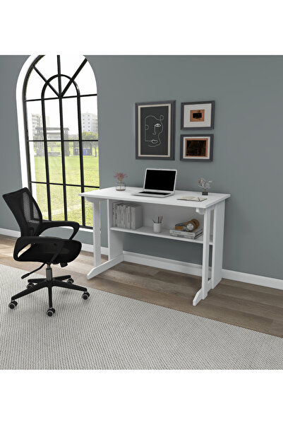 İboda Home Collection OptiWork Raflı Geniş Çalışma Masası 100x56 cm