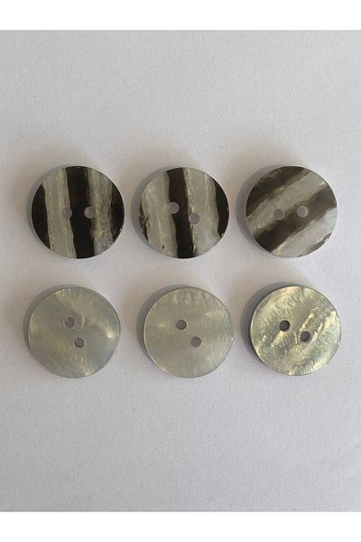 aensia Striped Pearl Thick Button 28 Size Flat Button Pearl Look Polyester Button - Pack of 6 Buttons