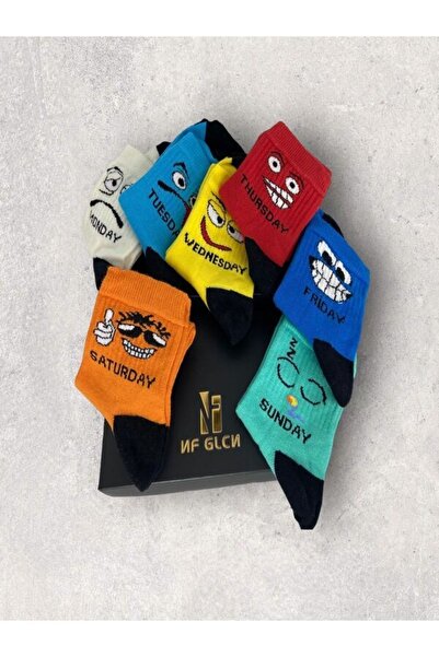 NF GLCN Socket Children's Socks Days of the Week (EMOJİLİ) Pack of 7