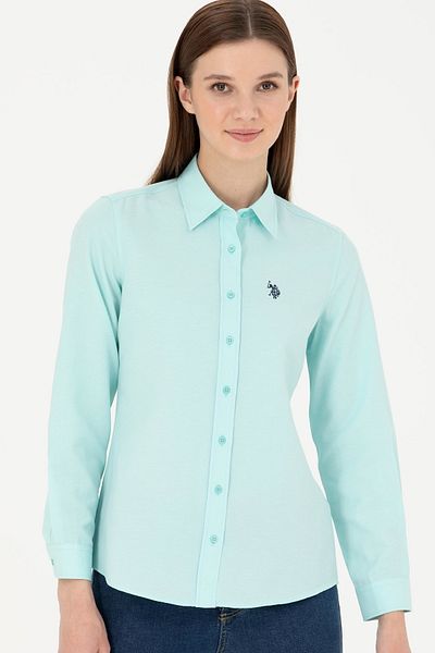 U.S. Polo Assn. Γυναικείο μακρυμάνικο πουκάμισο Aqua Green Basic