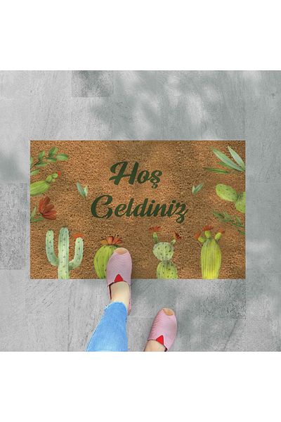 M&H Quality Coco Look Colorful Cactuses Themed Decorative Door Mat - Door Front and Interior