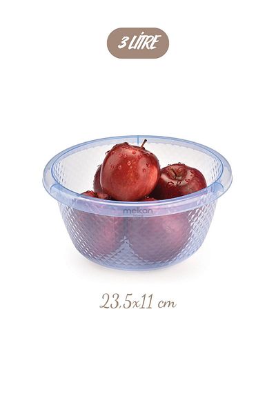 Melkan Home 3 Liter Blue Basin - Dough Proofing, Dish Basin and Mixing Bowl