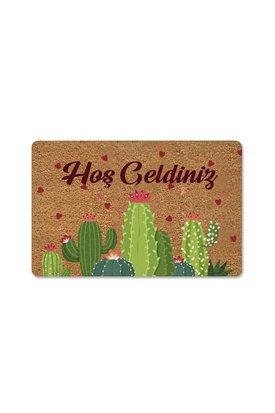 M&H Quality Coco Look Cactuses Themed Decorative Mat - Door Front and Interior