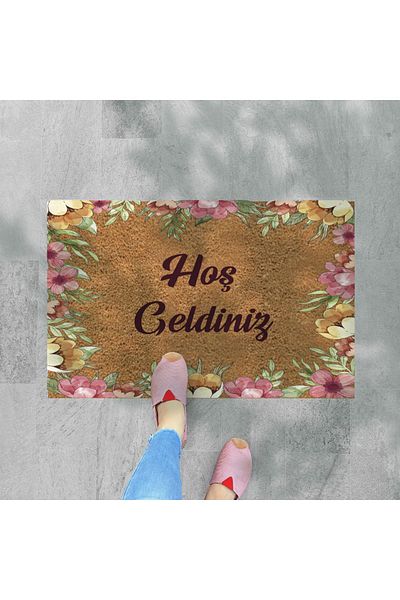 M&H Quality Coco Look Wild Floral Patterned Door and Indoor Door Mat